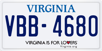 VA license plate VBB4680