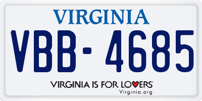 VA license plate VBB4685