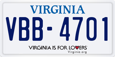 VA license plate VBB4701