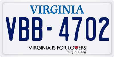 VA license plate VBB4702