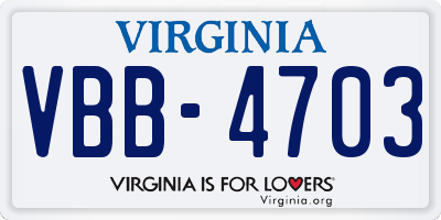 VA license plate VBB4703