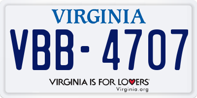 VA license plate VBB4707