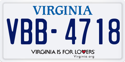 VA license plate VBB4718
