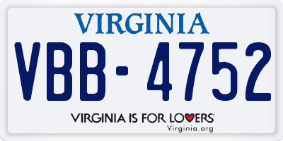 VA license plate VBB4752