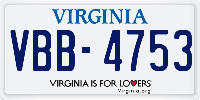 VA license plate VBB4753