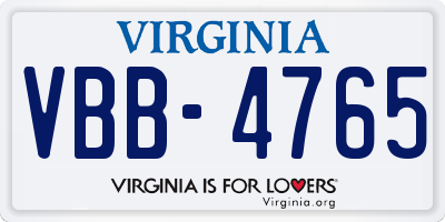 VA license plate VBB4765