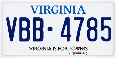 VA license plate VBB4785