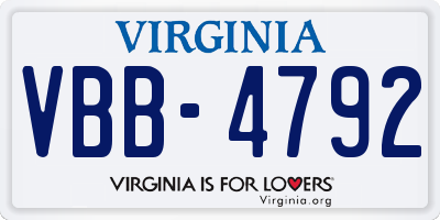 VA license plate VBB4792