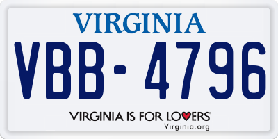 VA license plate VBB4796