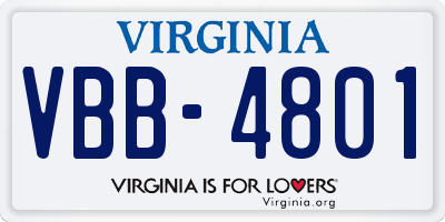 VA license plate VBB4801
