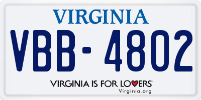 VA license plate VBB4802