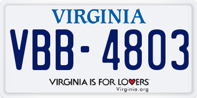 VA license plate VBB4803
