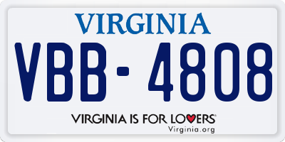 VA license plate VBB4808