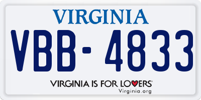 VA license plate VBB4833