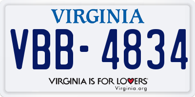 VA license plate VBB4834