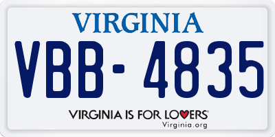 VA license plate VBB4835