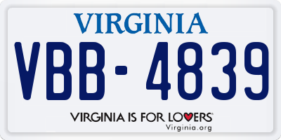 VA license plate VBB4839