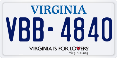 VA license plate VBB4840