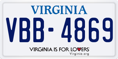 VA license plate VBB4869