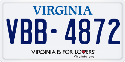 VA license plate VBB4872