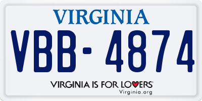 VA license plate VBB4874