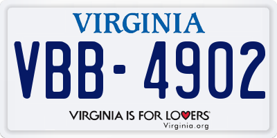 VA license plate VBB4902