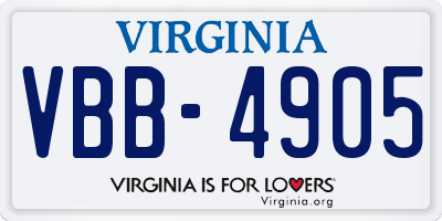 VA license plate VBB4905