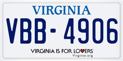 VA license plate VBB4906