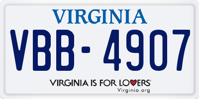 VA license plate VBB4907