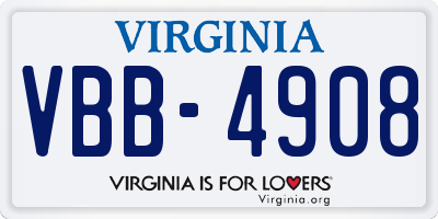 VA license plate VBB4908