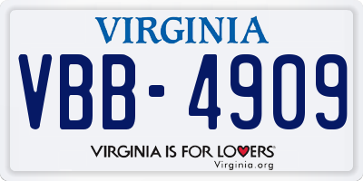 VA license plate VBB4909