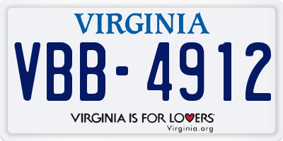 VA license plate VBB4912