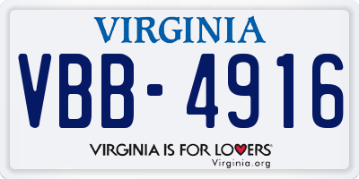 VA license plate VBB4916