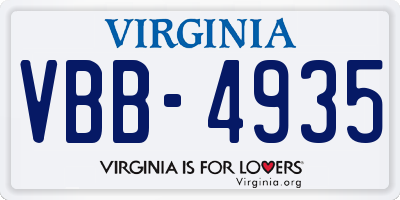 VA license plate VBB4935