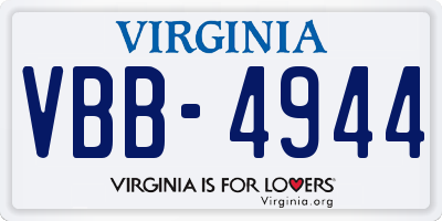 VA license plate VBB4944