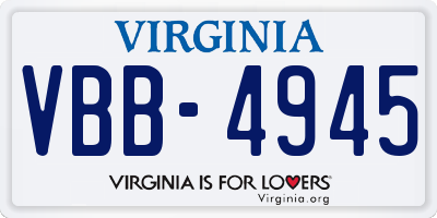 VA license plate VBB4945