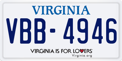 VA license plate VBB4946