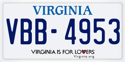 VA license plate VBB4953