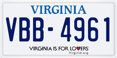 VA license plate VBB4961