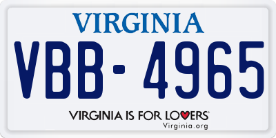 VA license plate VBB4965