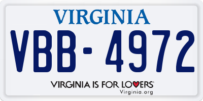 VA license plate VBB4972