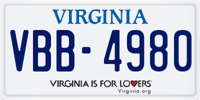 VA license plate VBB4980