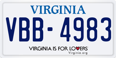 VA license plate VBB4983