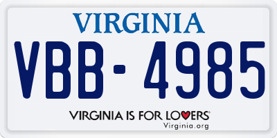 VA license plate VBB4985