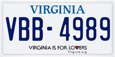 VA license plate VBB4989