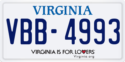 VA license plate VBB4993