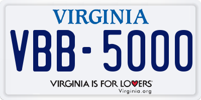 VA license plate VBB5000