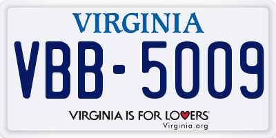 VA license plate VBB5009
