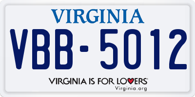 VA license plate VBB5012