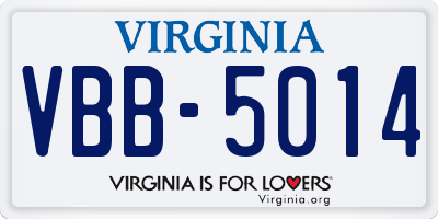 VA license plate VBB5014
